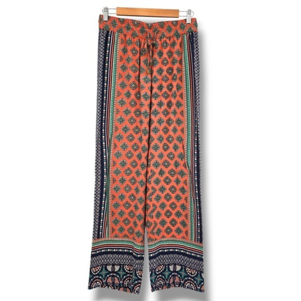 Kenar Bohemian Palazzo Pants Wide Leg Drawstring Casual Comfy Size S‎